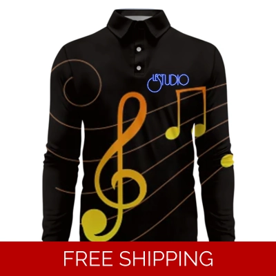 Le Studio Treble Clef Gold Custom 3D Long-Sleeved Polo Shirt
